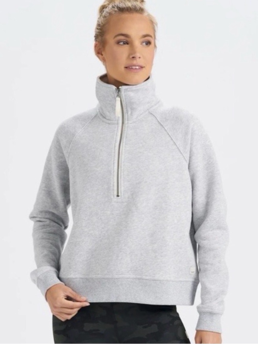 Vuori Light Gray Half-Zip Pullover Sweatshirt
